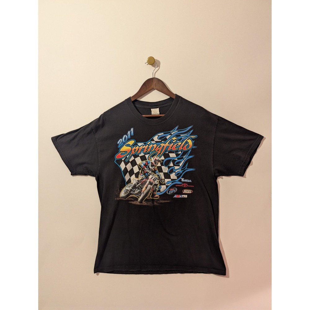 AMA Pro Racing T-Shirt Mens Large Black Excellent 2011 Springfield Mile Graphic